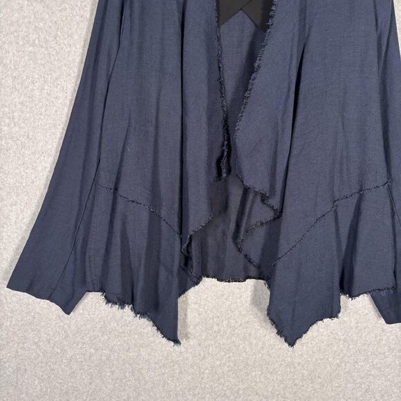 Karen Kane Cardigan Jacket XL Linen Cotton Frayed Asymmetric Lagenlook‎ Artsy - Picture 3 of 10